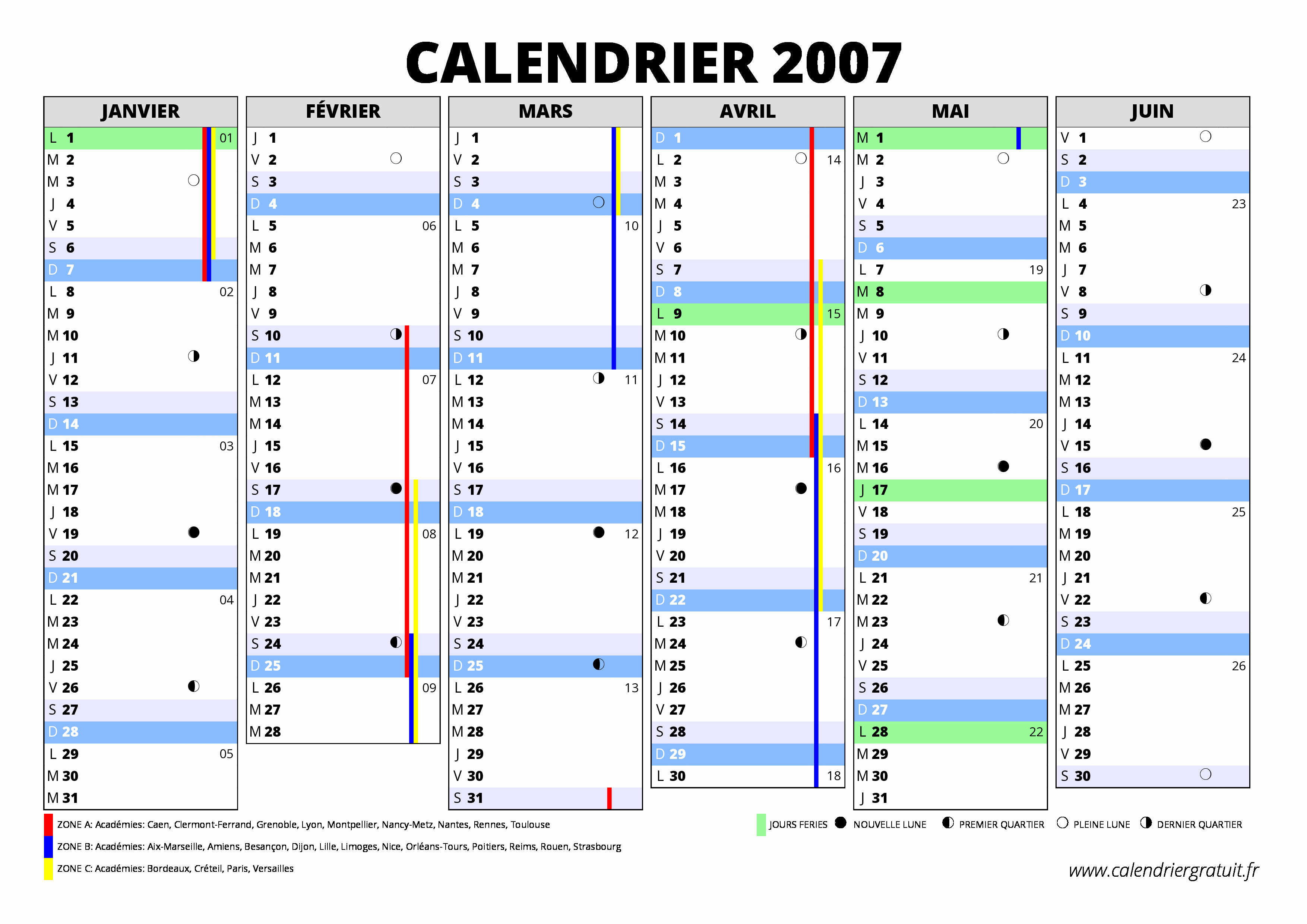 Calendrier Avril 2007 