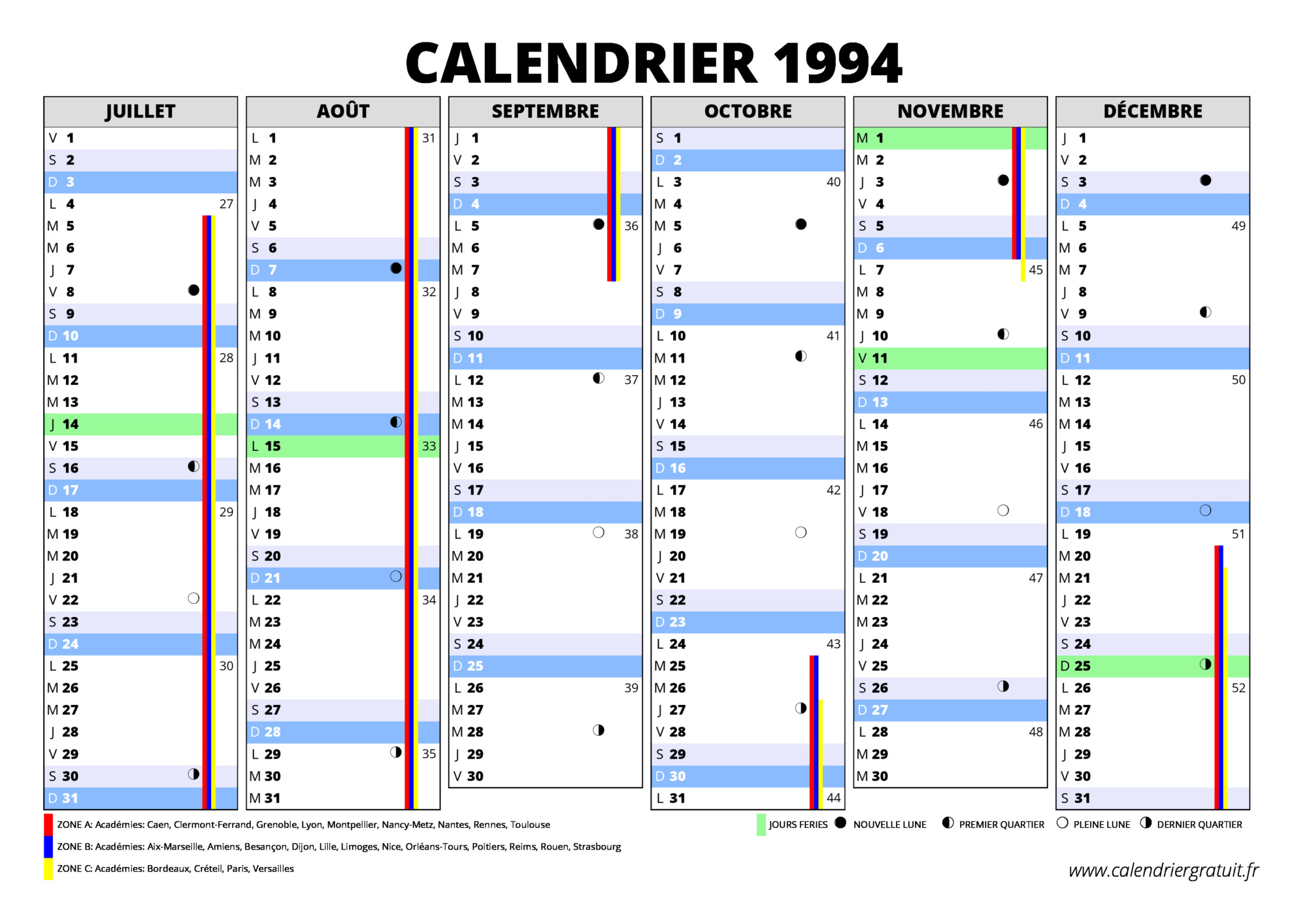Calendrier 1 Semestre 2015 - kalender HD