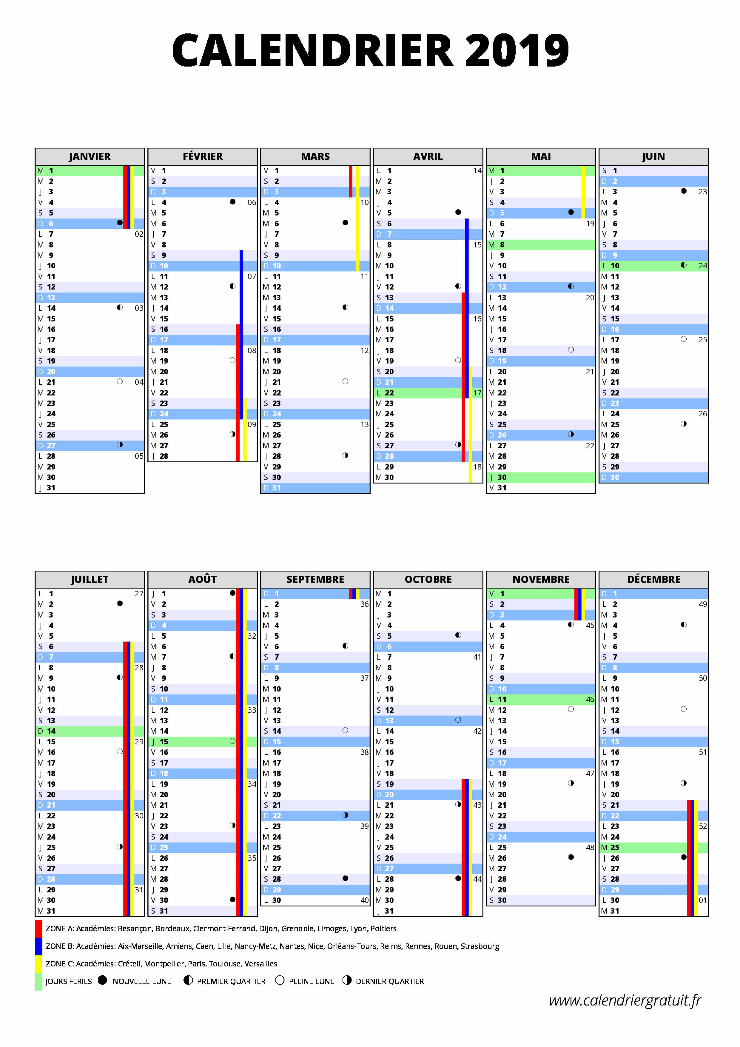 Calendrier 2019