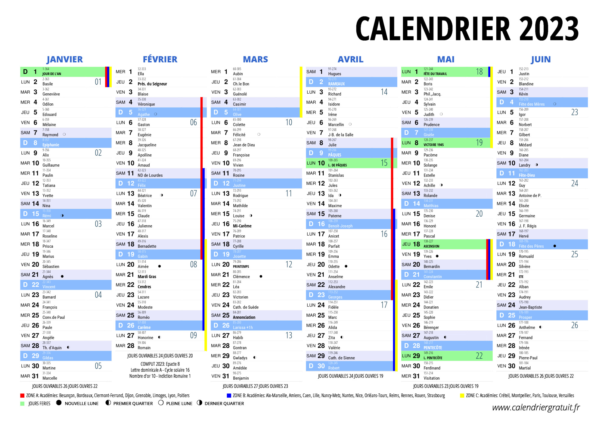 Planning calendrier de la famille 2023/2024 grand format