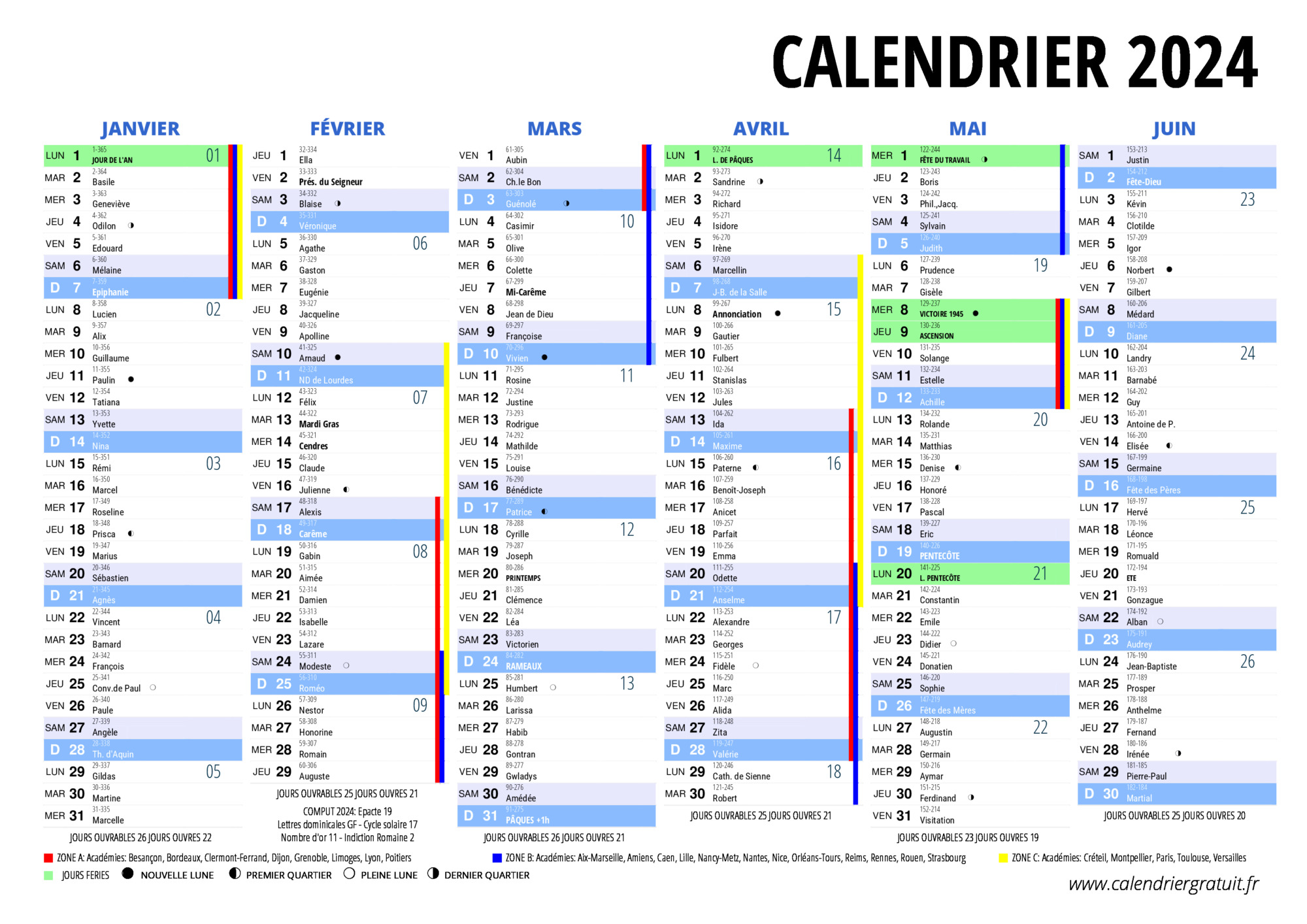 POPRUN Planning mensuel 2024-2025 (16,5 x 21,6 cm), calendrier 18