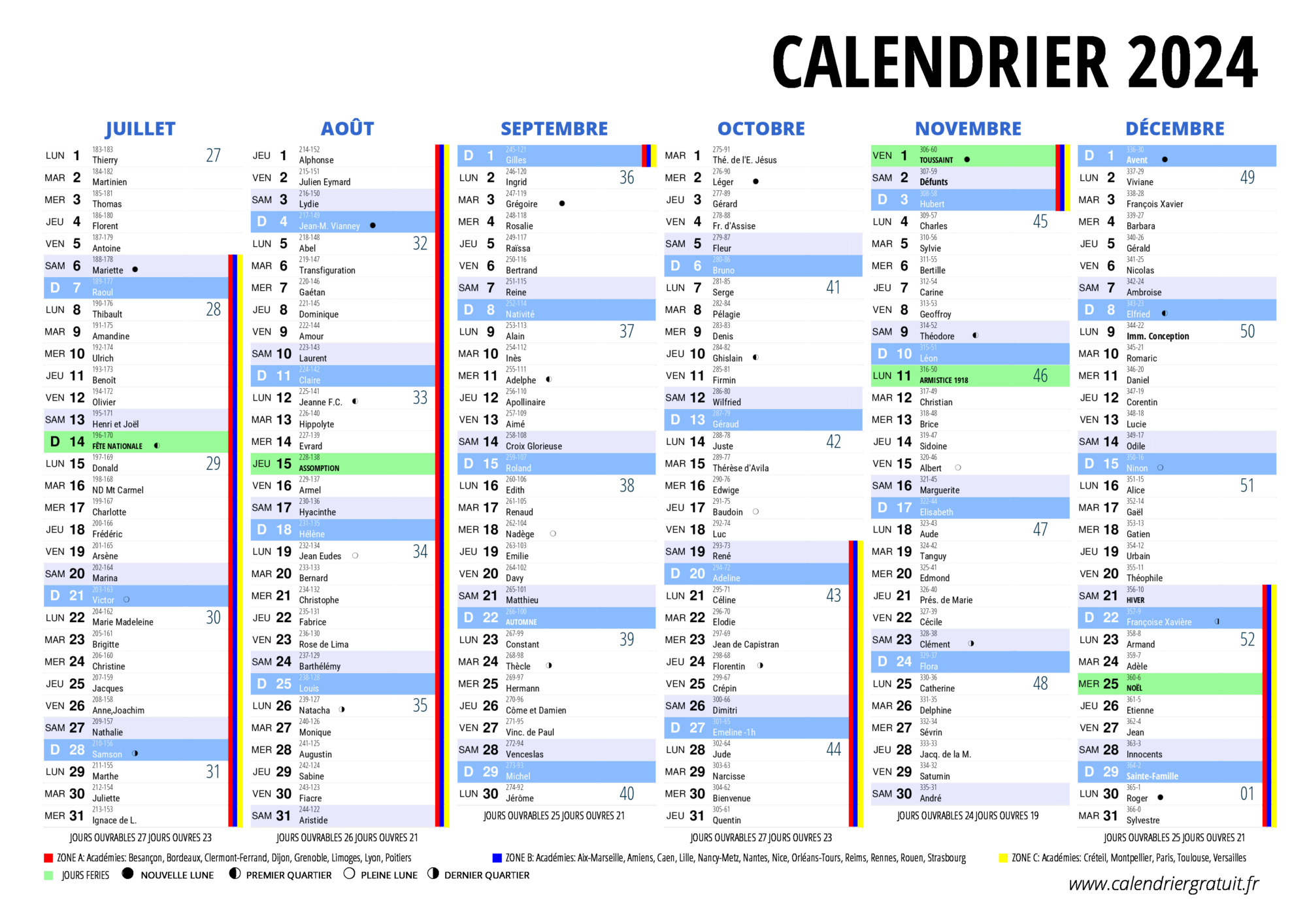 calendrier 2024 semaine 2024 Printable Monthly Calendar 2024