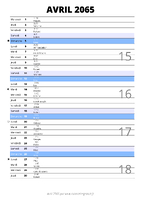 calendrier avril 2065 au format portrait pour prendre des notes