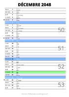 calendrier décembre 2048 au format portrait pour prendre des notes