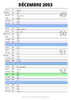 calendrier décembre 2053 au format portrait pour prendre des notes