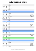 calendrier décembre 2093 au format portrait pour prendre des notes