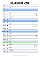 calendrier décembre 2095 au format portrait pour prendre des notes