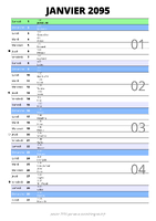 calendrier janvier 2095 au format portrait pour prendre des notes