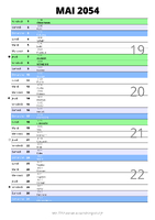 calendrier mai 2054 au format portrait pour prendre des notes