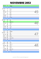 calendrier novembre 2053 au format portrait pour prendre des notes