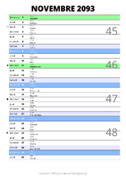 calendrier novembre 2093 au format portrait pour prendre des notes