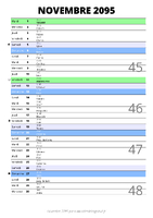 calendrier novembre 2095 au format portrait pour prendre des notes