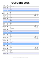 calendrier octobre 2065 au format portrait pour prendre des notes
