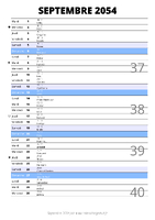 calendrier septembre 2054 au format portrait pour prendre des notes