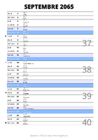 calendrier septembre 2065 au format portrait pour prendre des notes