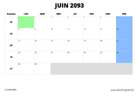 calendrier juin 2093 au format paysage