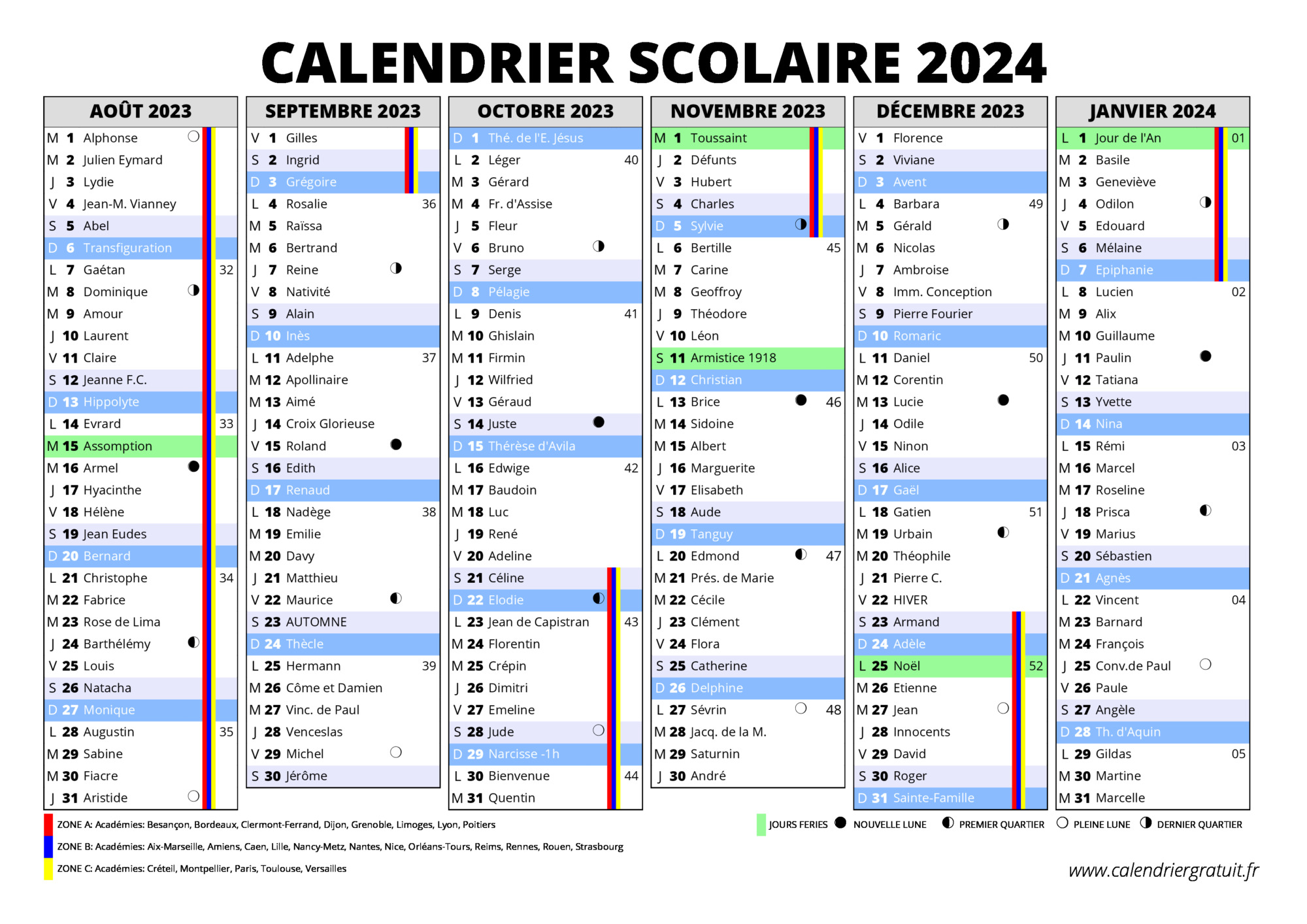 Voyage Ne pas Ennuyeux calendrier 2023 2024 à imprimer échelle Il faut